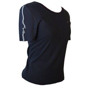 Black Tommy Hilfiger Bow Stripe Accent Short Sleeved Shirt